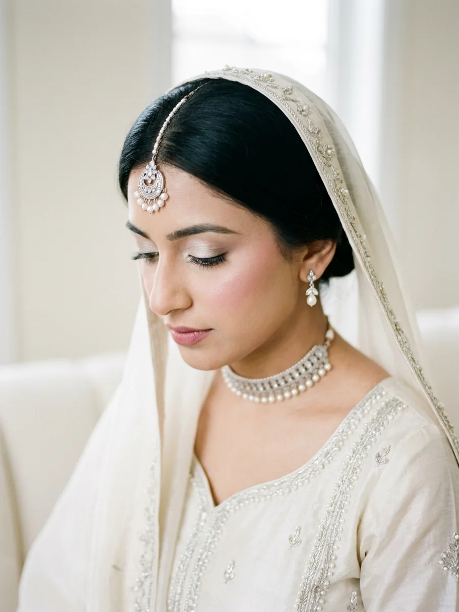 Moonstone. Romantic, soft, and photo-ready. A bridal look for a engagement.