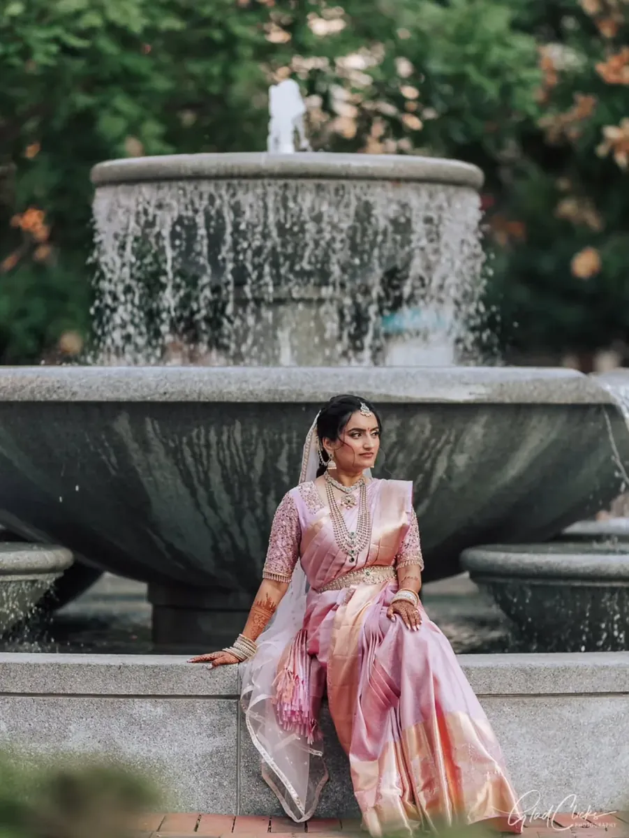 A dancer bride in a pink silk saree, photo 8, by Glad Clicks Photography