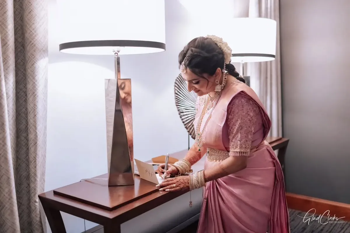 A dancer bride in a pink silk saree, photo 14, by Glad Clicks Photography